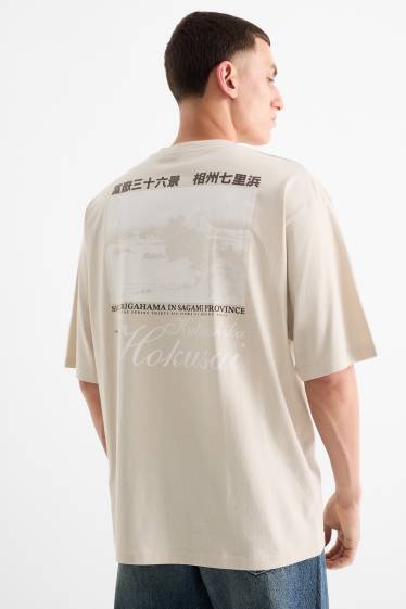 Bărbați - Tricou - supradimensionat - Hokusai - bej deschis