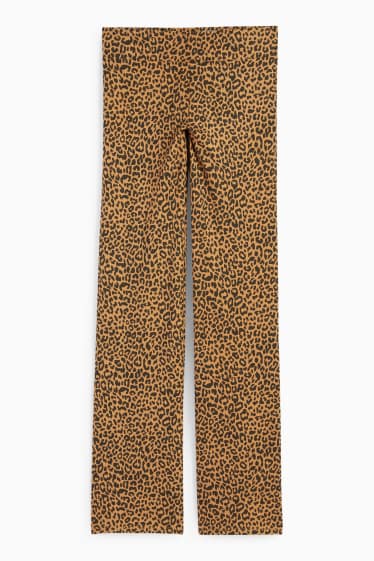 Femei - Colanți - imprimeu de leopard - maro deschis
