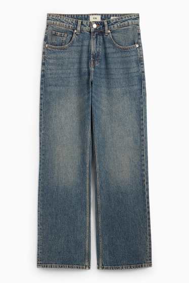Femei - Baggy jeans - talie medie - denim-albastru