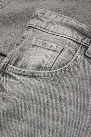 Femei - Baggy jeans - talie medie - denim-gri deschis