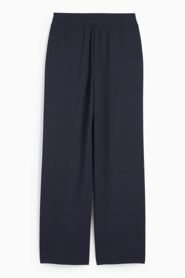 Femei - Pantaloni din jerseu - talie medie - straight fit - albastru închis