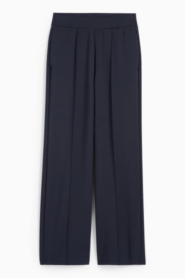 Femei - Pantaloni din jerseu - talie medie - straight fit - albastru închis