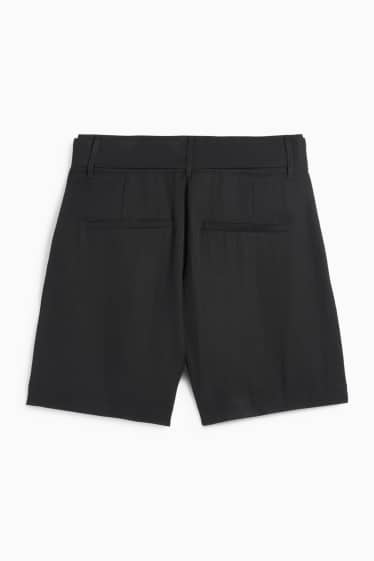 Femei - Pantaloni scurți cu curea - talie înaltă - negru