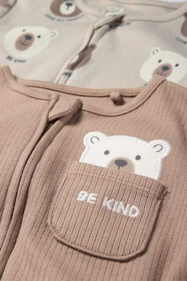 Bebeluși - băieți - Multipack 2 buc. - ursuleți - pijama salopetă bebeluși - taupe