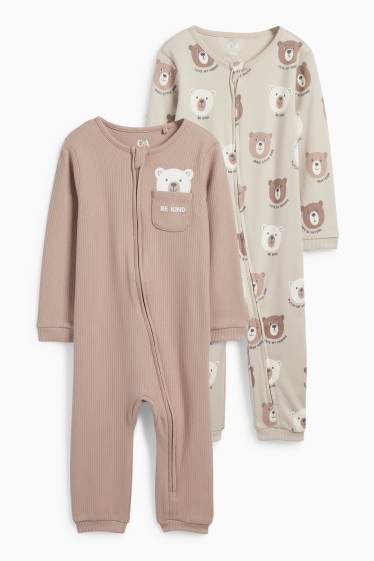Bebeluși - băieți - Multipack 2 buc. - ursuleți - pijama salopetă bebeluși - taupe