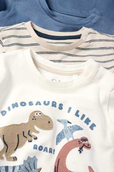 Bebeluși - băieți - Multipack 3 buc. - Dino - tricou cu mânecă lungă bebeluși - alb