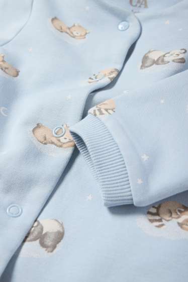 Bebeluși - băieți - Ursuleți - pijama salopetă bebeluși - albastru deschis