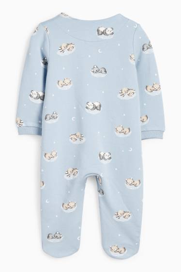 Bebeluși - băieți - Ursuleți - pijama salopetă bebeluși - albastru deschis