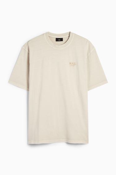 Men - T-shirt - relaxed fit - light beige