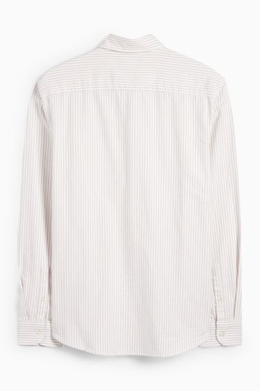 Men - Shirt - regular fit - button-down collar - striped - beige