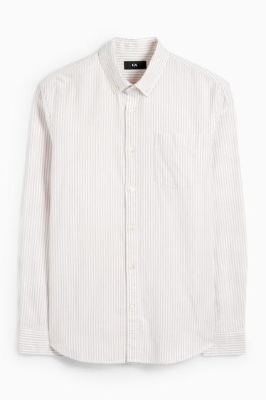 Men - Shirt - regular fit - button-down collar - striped - beige