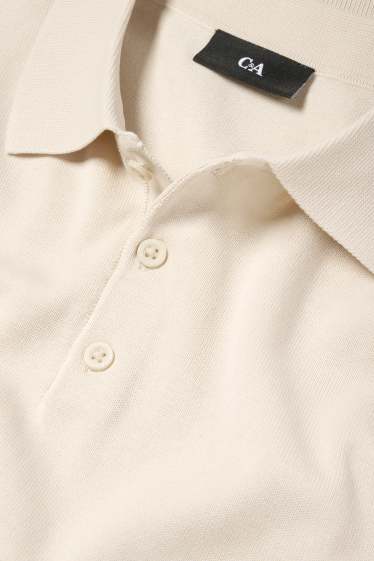 Bărbați - Tricou polo cu mânecă lungă - din tricot - bej deschis