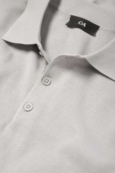 Bărbați - Tricou polo cu mânecă lungă - din tricot - gri deschis