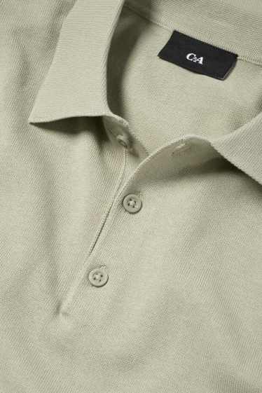 Bărbați - Tricou polo cu mânecă lungă - din tricot - verde deschis