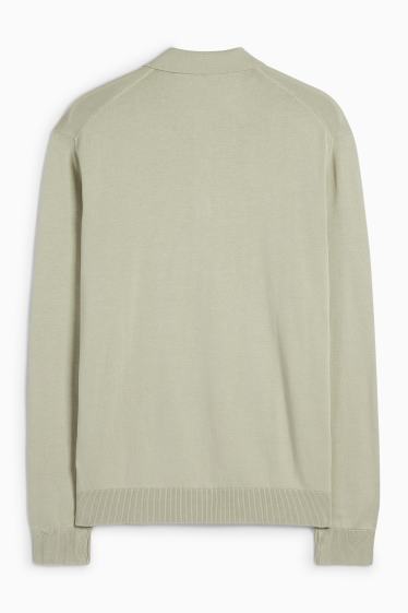 Bărbați - Tricou polo cu mânecă lungă - din tricot - verde deschis