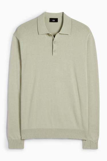 Bărbați - Tricou polo cu mânecă lungă - din tricot - verde deschis