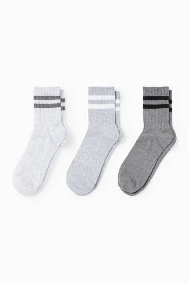 Dámské - Multipack 3 ks - tenisové ponožky - světle šedá-žíhaná