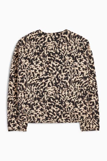 Femei - Geacă matlasată - imprimeu de leopard - negru / nej