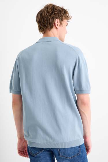 Bărbați - Tricou polo tricotat - regular fit - albastru deschis