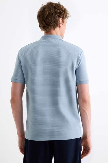 Bărbați - Tricou polo - regular fit - reiat - albastru deschis
