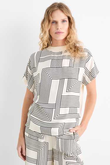 Femei - Tricou - relaxed fit - cu model - alb-crem