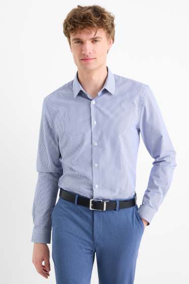 Bărbați - Cămașă office - slim fit - guler Kent - cu dungi - albastru / alb