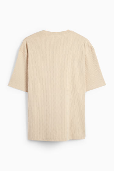 Bărbați - Tricou - relaxed fit - reiat - bej