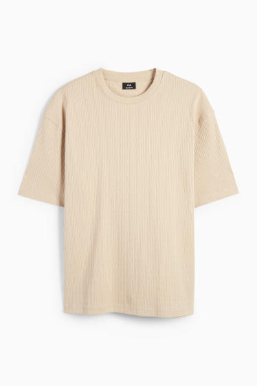 Bărbați - Tricou - relaxed fit - reiat - bej