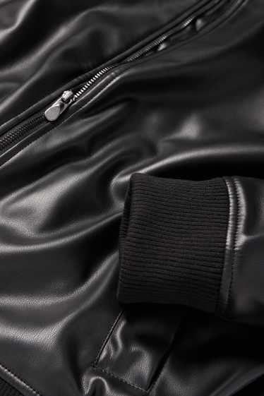 Men - Bomber jacket - faux leather - black
