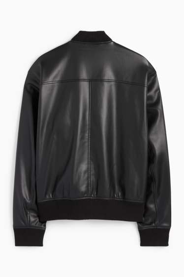 Men - Bomber jacket - faux leather - black