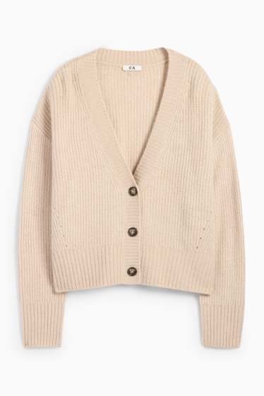 Femei - Cardigan tricotat - reiat - bej