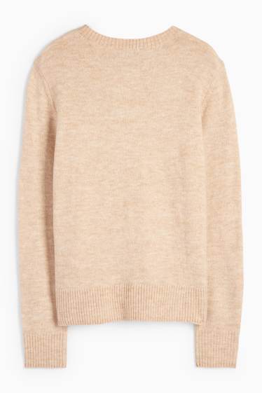 Femei - Pulover din tricot fin - bej deschis
