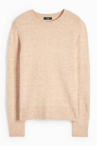 Femei - Pulover din tricot fin - bej deschis