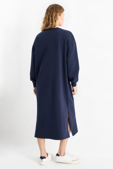 Dames - Jurk van sweatstof - donkerblauw