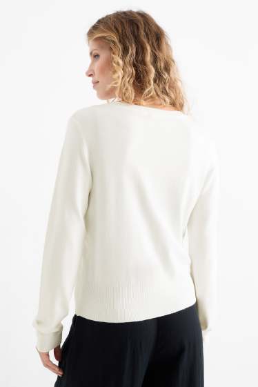 Femei - Cardigan tricotat - alb