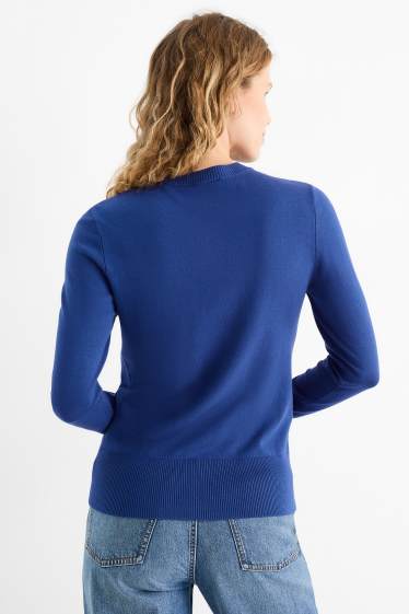 Femei - Pulover din tricot fin - albastru