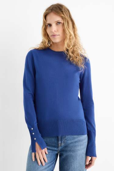 Femei - Pulover din tricot fin - albastru