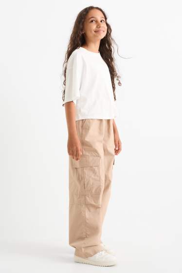 Copii - Fete - Pantaloni cargo - bej