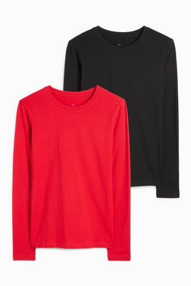 Femei - Multipack 2 buc. - tricou cu mânecă lungă  - negru / roșu
