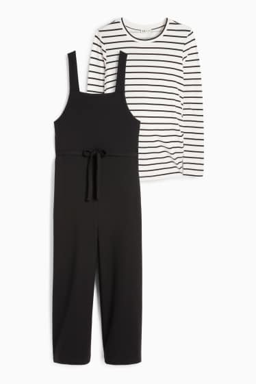 Femei - Set - tricou cu mânecă lungă și salopetă gravide - 2 piese - negru