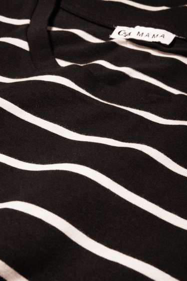 Femei - Tricou cu mânecă lungă gravide - cu dungi - negru