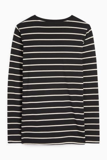 Femei - Tricou cu mânecă lungă gravide - cu dungi - negru