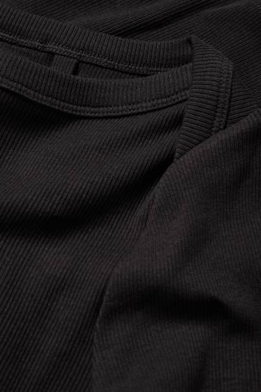 Dames - Longsleeve - slim fit - geribd - zwart