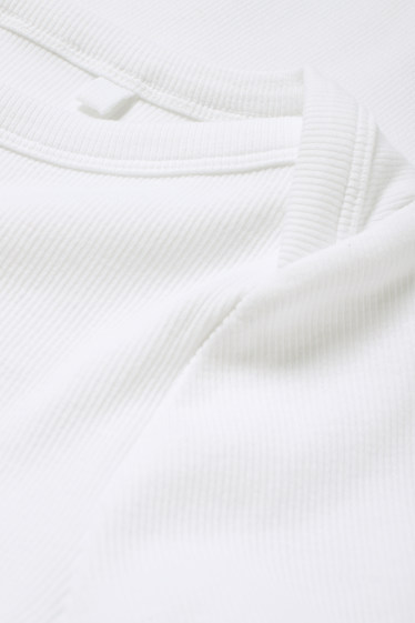 Damen - Langarmshirt - Slim Fit - gerippt - weiss