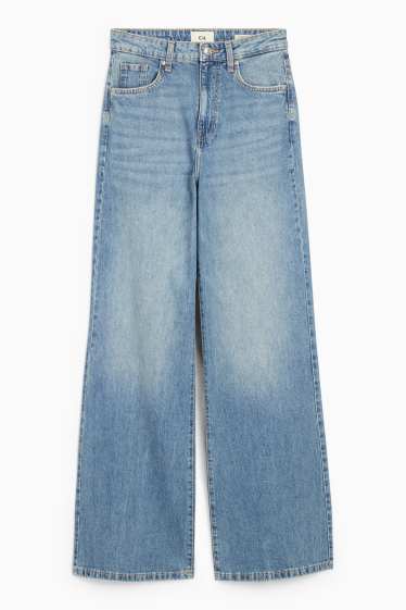 Femei - Wide leg jeans - talie înaltă - denim-albastru