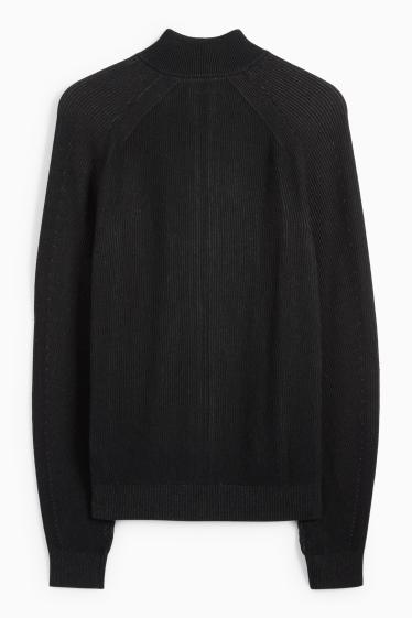 Bărbați - Cardigan tricotat - reiat - negru