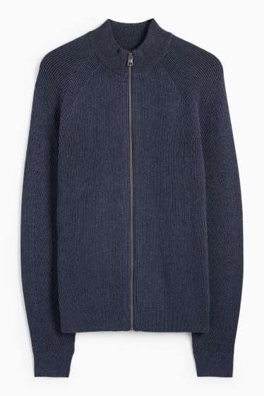 Herren - Strickjacke - gerippt - dunkelblau