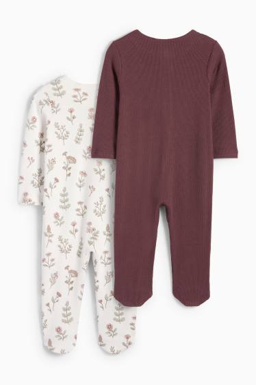Bebeluși - fete - Multipack 2 buc. - floricele - pijama salopetă bebeluși - maro