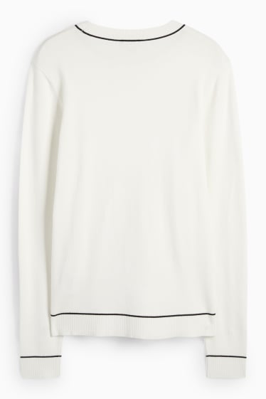 Femei - Pulover din tricot fin - alb