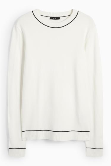 Femei - Pulover din tricot fin - alb